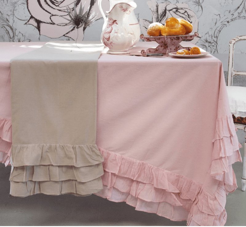 Moderator Winkelier bladzijde Elegant tafelkleed oud roze met 3 ruchesuit de “sucre” collectie van  Atelier 17. 150×220 – Het Naaiateliertje – unieke shabby chic stijl naar  ieder zijn wens , alles wordt op maat gemaakt